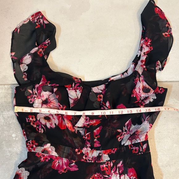 White House Black Market Black and Pink Floral Mini Dress - Picture 7 of 10